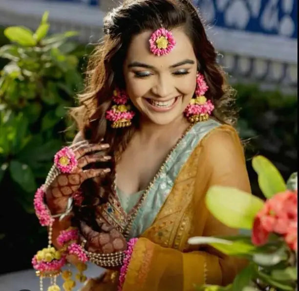 Fabric Pink, Yellow Jewells Set