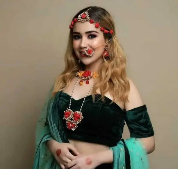 Fabric Red, Gold Jewel Set