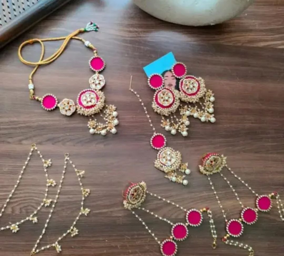 Pink Haldi jewellery set